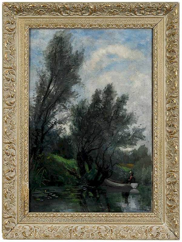 Appraisal: Attributed to Louis Jourdan French - Barbizon Riverscape signed lower