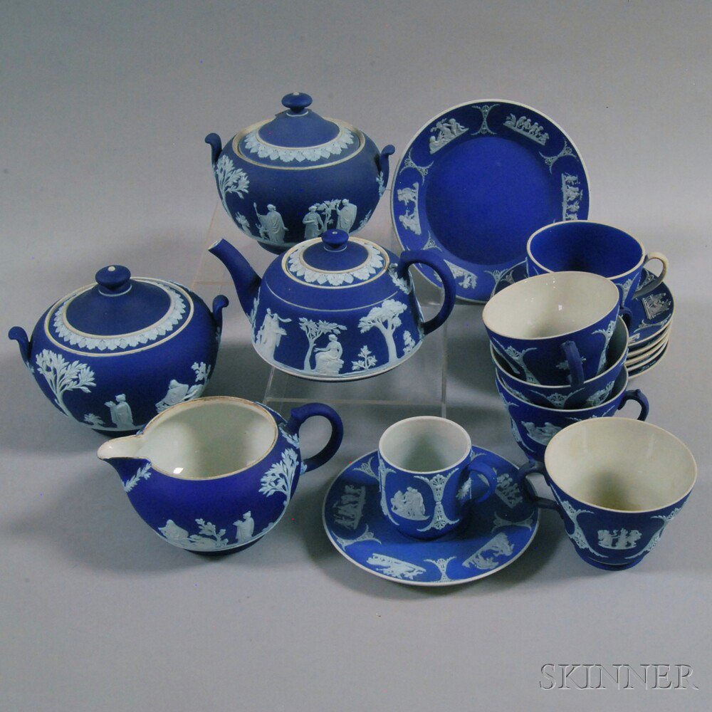 Appraisal: Seventeen Wedgwood Dark Blue Jasper Teaware Items th and th