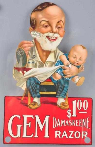 Appraisal: Cardboard Gem Razors Advertising Sign Description Beautiful image of Gem