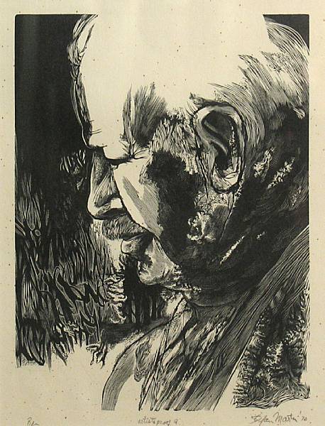 Appraisal: Stefan Martin American - Portrait of Ben Shahn Wood engraving