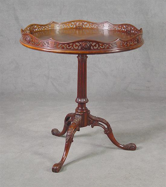 Appraisal: Burl Walnut Colonial Revival Tilt-Top Table Early th Century Carved