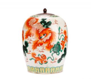 Appraisal: Chinese Export Porcelain Lidded Ginger Jar Chinese th century A