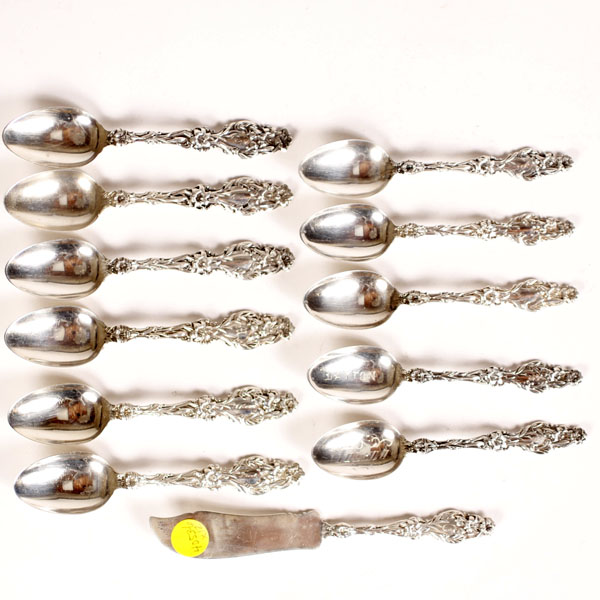 Appraisal: Set of pcs Whiting Sterling Silver Lily pattern flatware including