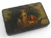 Appraisal: A th century German toleware tobacco box hand painted with