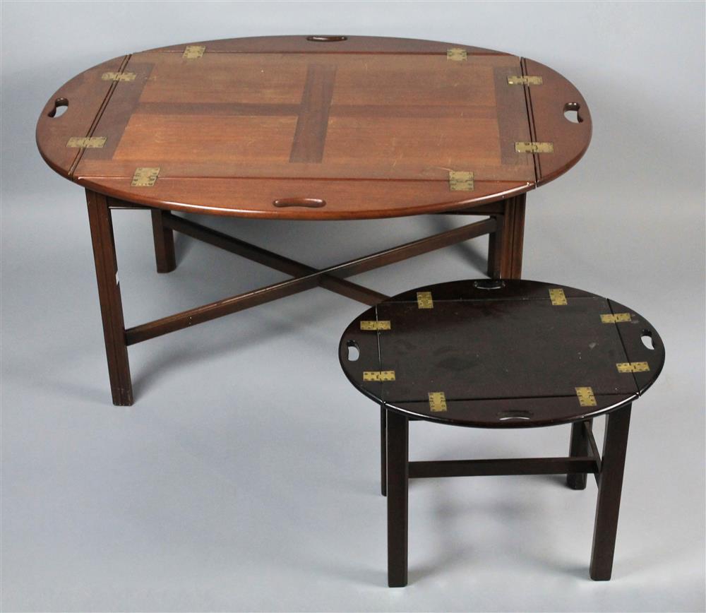 Appraisal: ONE LARGE AND ONE DIMINUTIVE BUTLER'S TABLES each having hinged