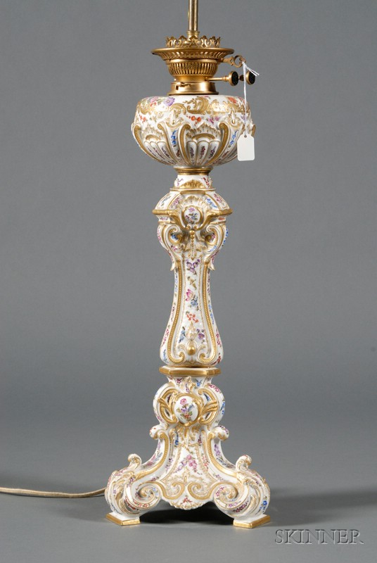 Appraisal: Louis XVI Style Paris Porcelain Oil Lamp late th century