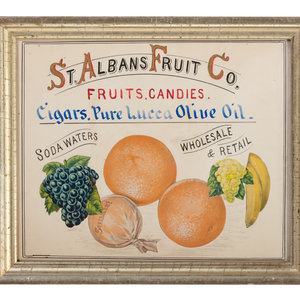 Appraisal: Five Framed Specialty Shop Advertising Hand Colored Prints and Watercolors