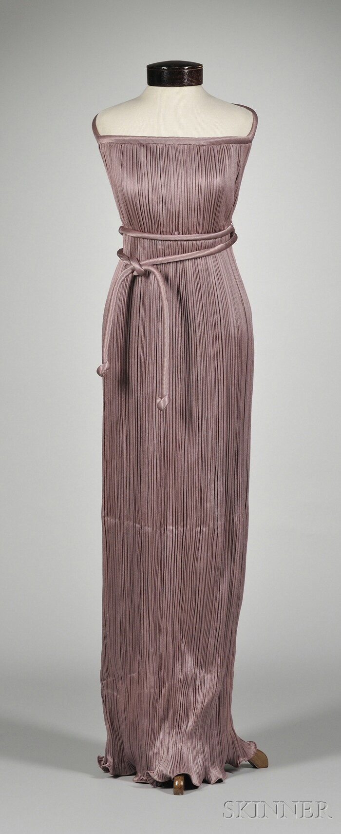 Appraisal: Vintage Mary McFadden Mauve Fortuny-style Pleated Halter Dress labeled polyester-backed