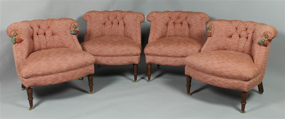 Appraisal: SET OF FOUR O HENRY LTD CUSTOM TUFTED TUB CHAIRS