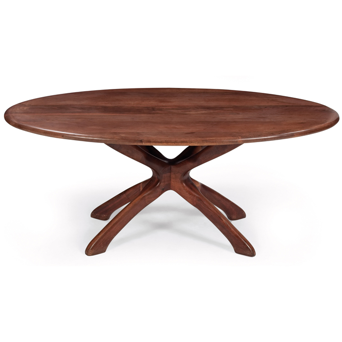 Appraisal: Griffin Okie dining table USA solid California walnut elliptical top