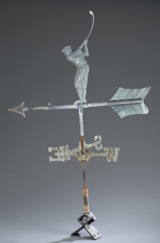 Appraisal: Early-to-Mid th c Copper Golfer Weather Vane Golfer over directional