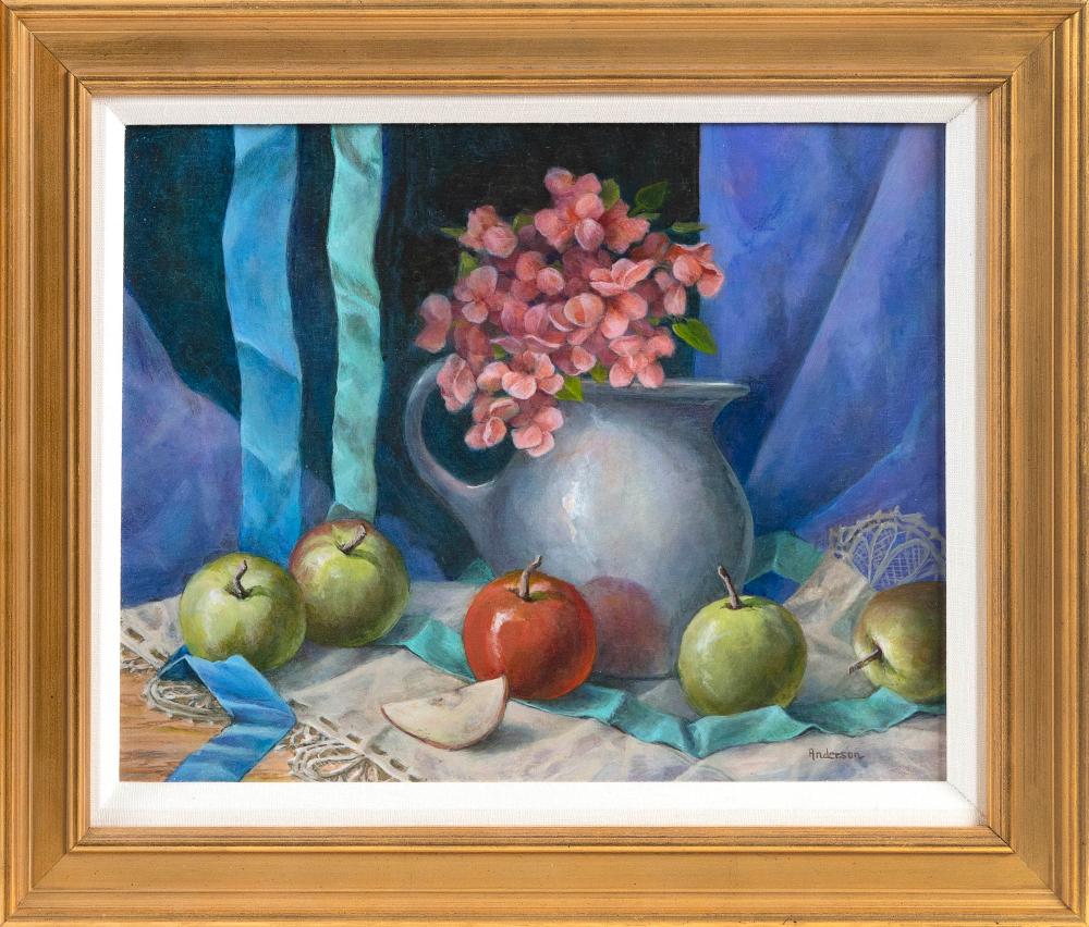 Appraisal: ANNE ANDERSON CONNECTICUT CONTEMPORARY STILL LIFE OF APPLES AROUND A