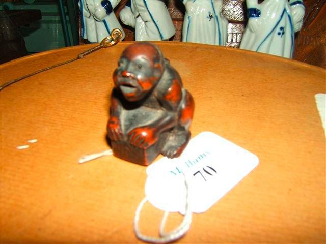 Appraisal: A th Century Japanese carved boxwood netsuke of a crouching