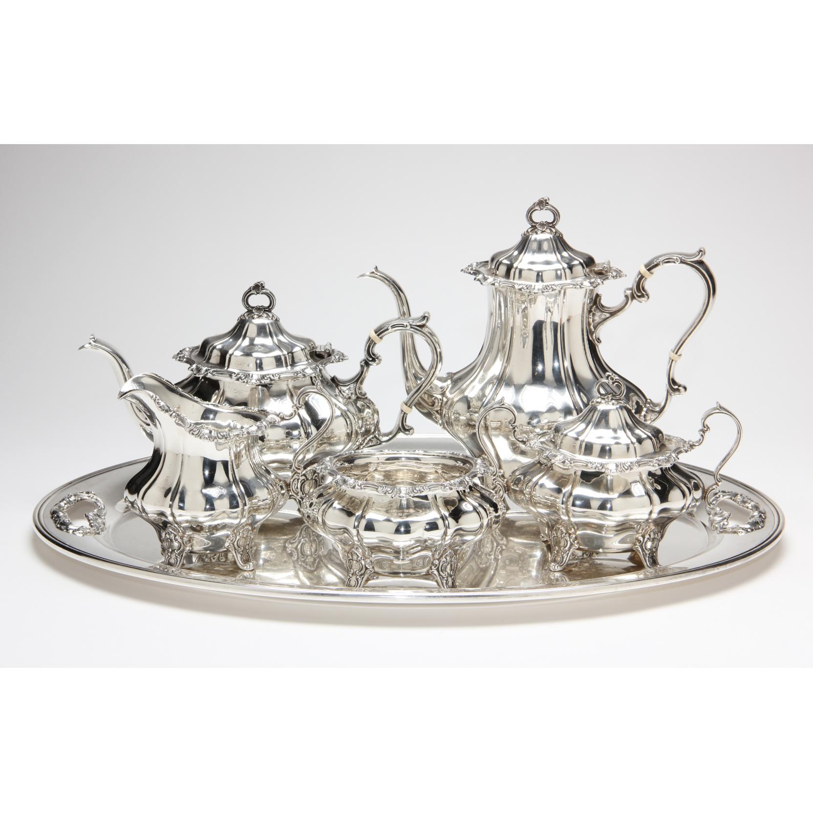 Appraisal: Gorham Strasbourg Sterling Silver Tea Coffee Service with Tray six