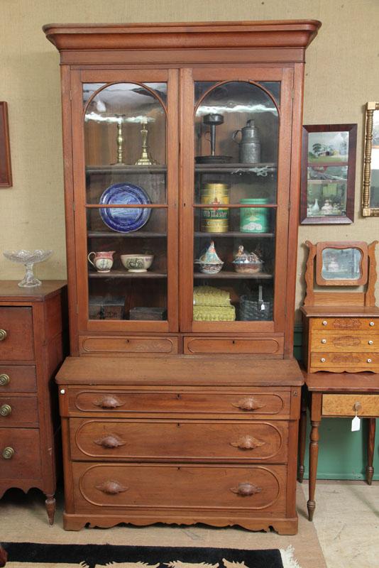 Appraisal: TWO PIECE SECRETARY BOOKCASE Walnut with a molded cornice and