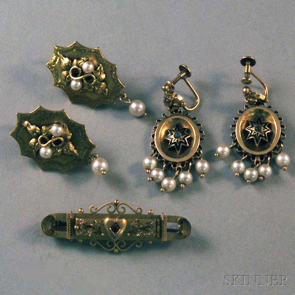 Appraisal: Small Group of Victorian-style Jewelry a pair of gold-filled metal