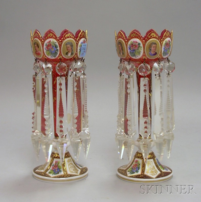 Appraisal: Pair of Bohemian Gilt and Enamel Portrait and Floral Decorated