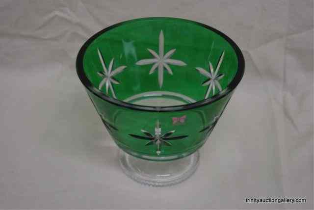 Appraisal: Marquis by Waterford Crystal Green Console BowlThis is for a