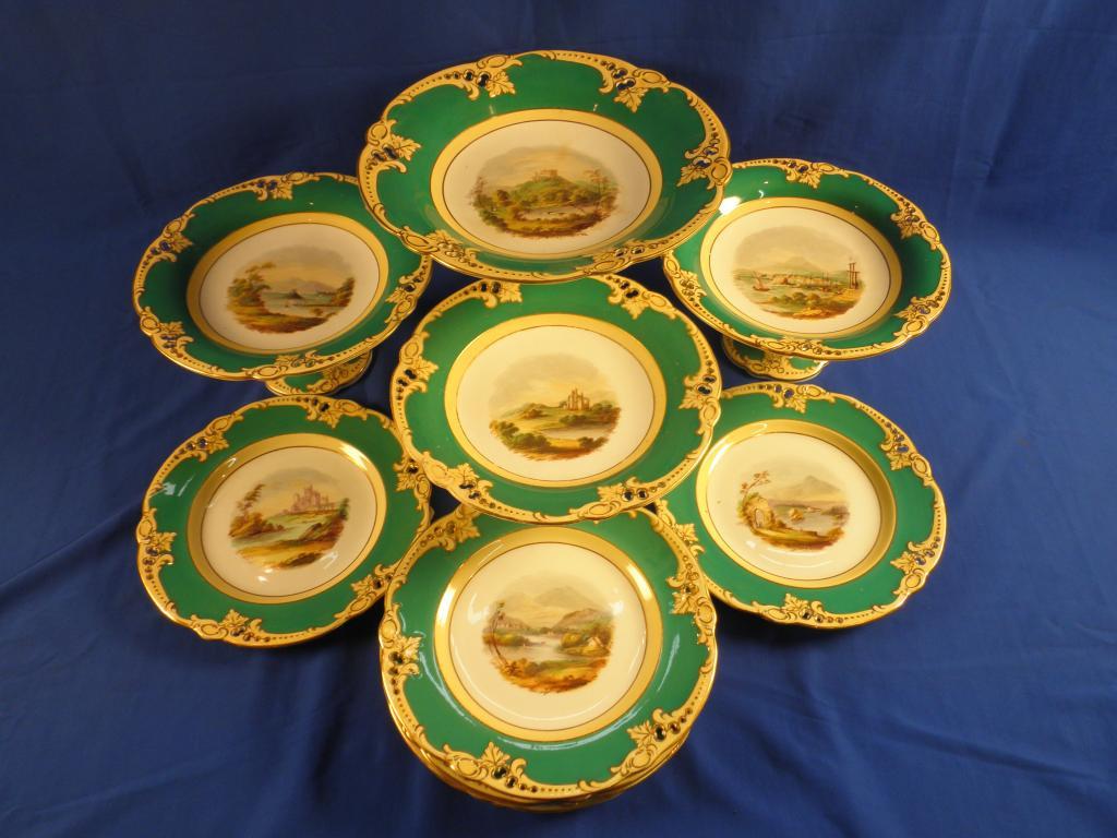 Appraisal: A mid thC Staffordshire porcelain part dessert service each piece