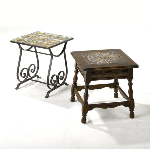 Appraisal: CALIFORNIA TILE TOP TABLE With Hispano Moresque tiles inset in