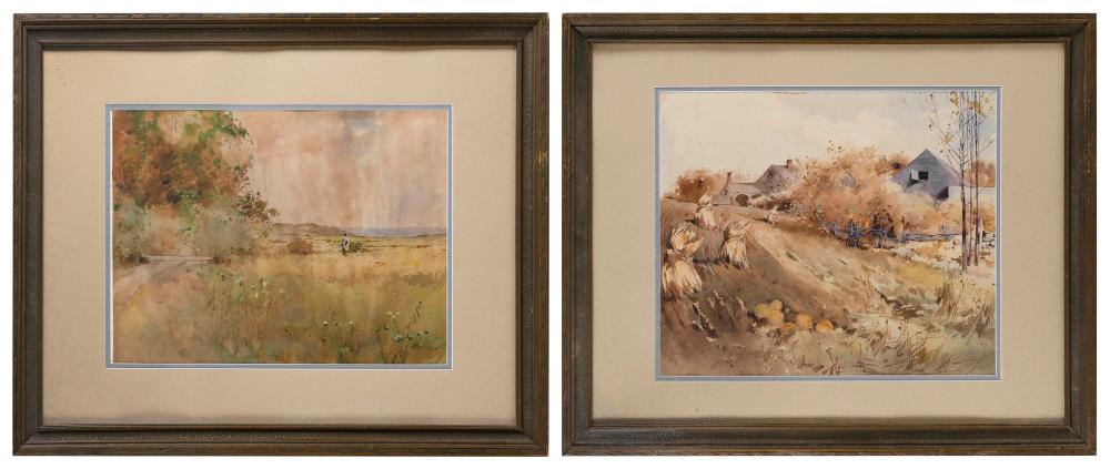 Appraisal: HIRAM PUTNAM BARNES MASSACHUSETTS - PAIR OF LANDSCAPES WATERCOLORS ON