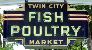 Appraisal: Neon Fish and Poultry Market sign Twin City Market x