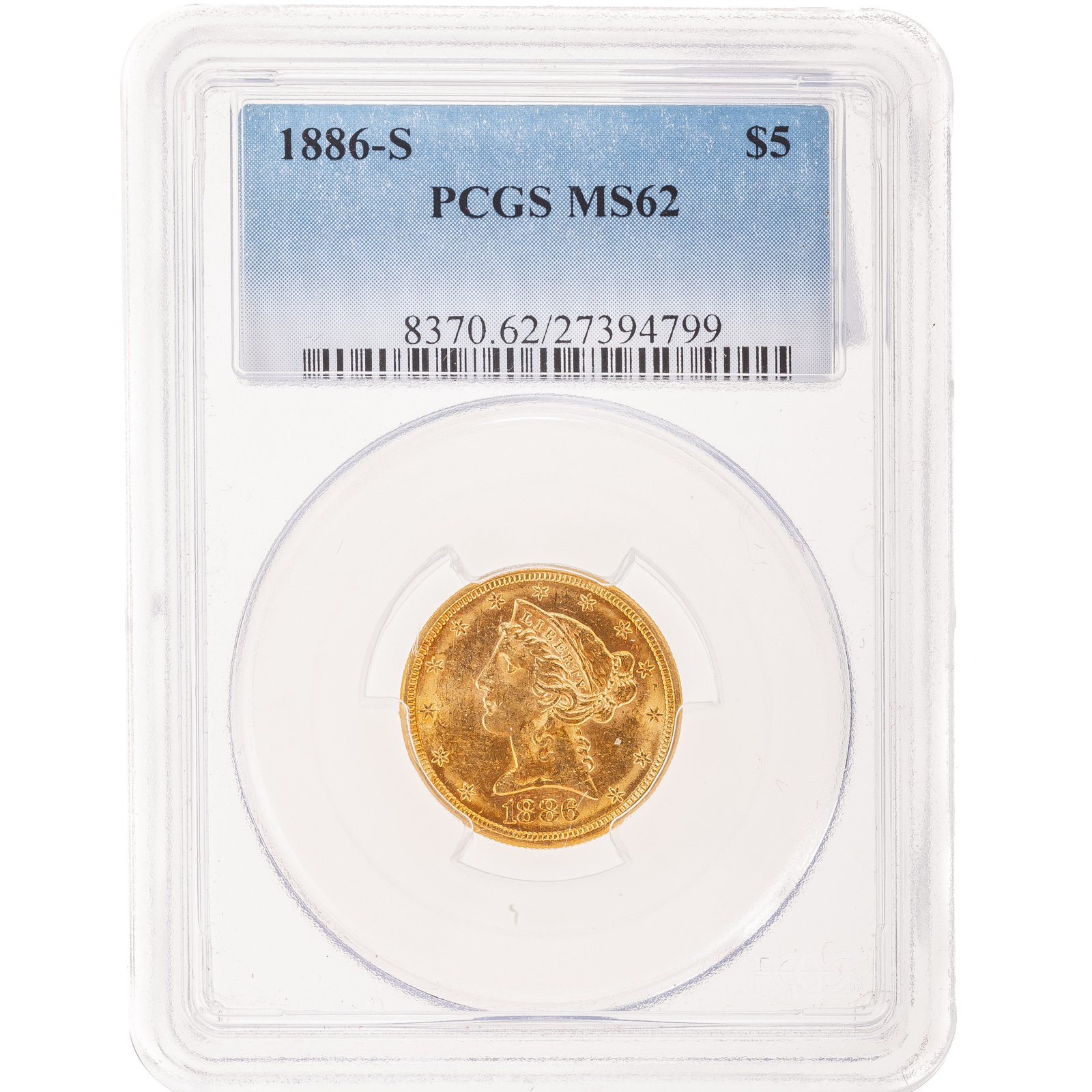 Appraisal: -S LIBERTY GOLD HALF EAGLE PCGS MS- Marks appropriate for