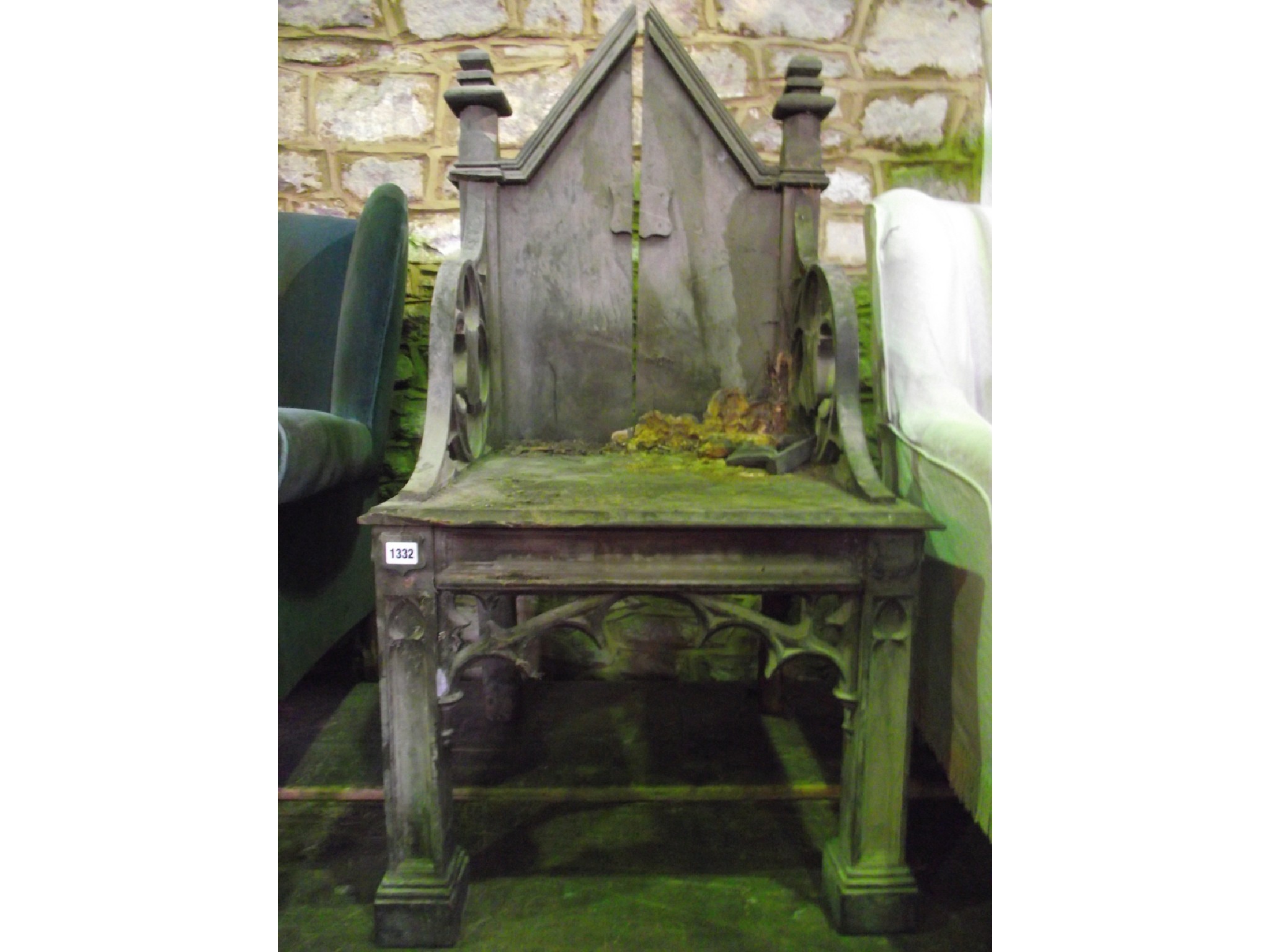 Appraisal: A th century gothic revival throne type chair with pointed