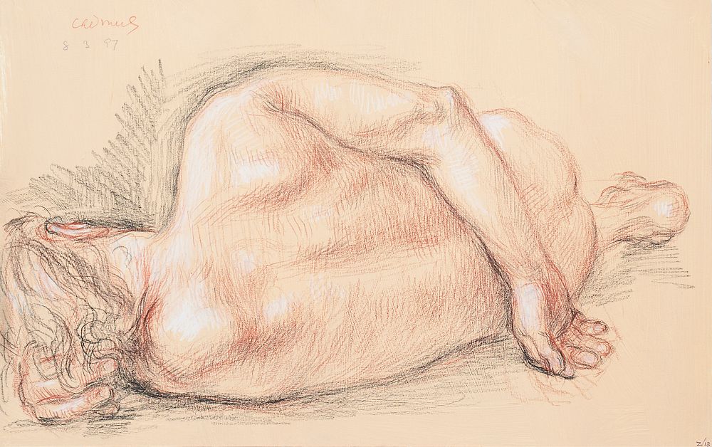 Appraisal: Paul Cadmus Male Nude Crayon on Gesso Pigment Board Paul