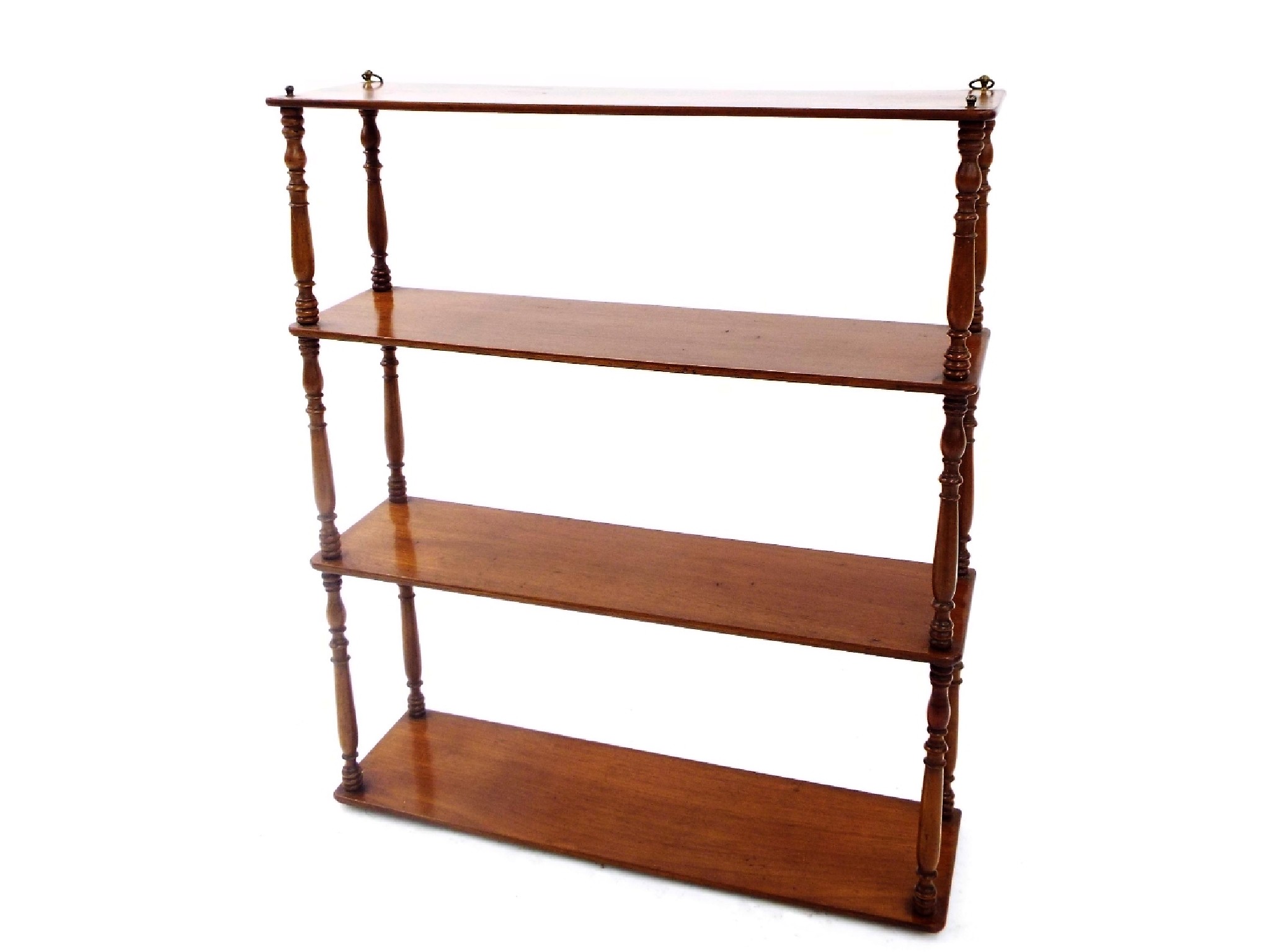 Appraisal: th century mahogany four tier hanging wall shelf high x