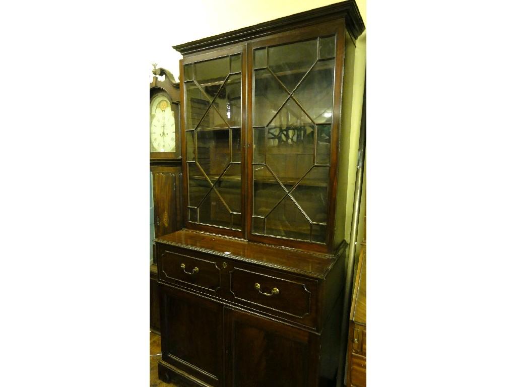 Appraisal: A th century mahogany secretaire bookcase the upper section enclosed