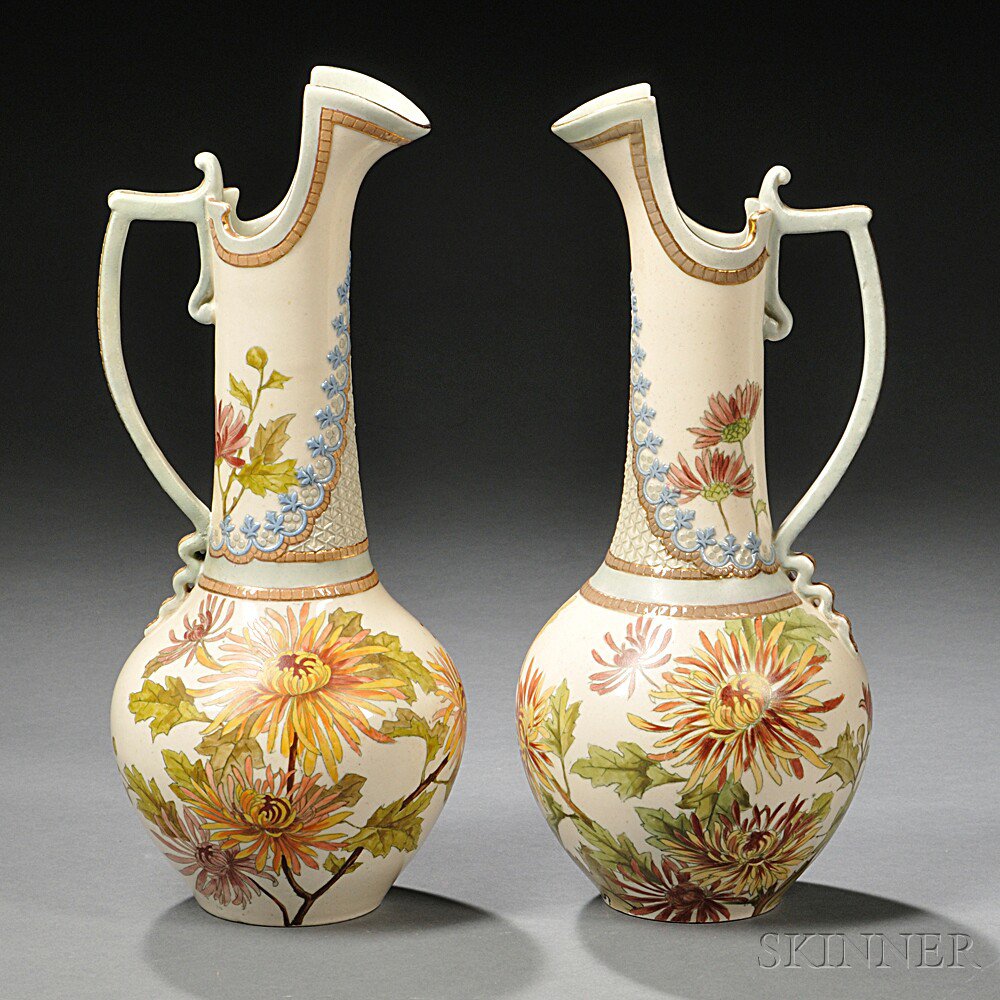 Appraisal: Pair of Doulton Lambeth Carrara Ewers England late th century