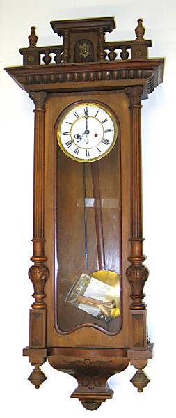 Appraisal: A Vienna walnut regulator wall clock late th early th