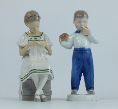 Appraisal: Bing Grondahl porcelain figures of boy with ball and seated