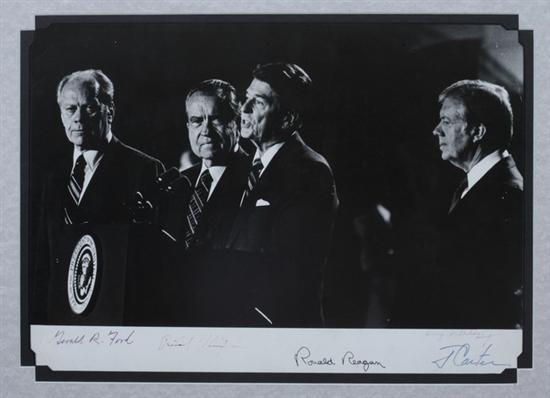 Appraisal: THREE FRAMED ITEMS RICHARD M NIXON GERALD R FORD JIMMY