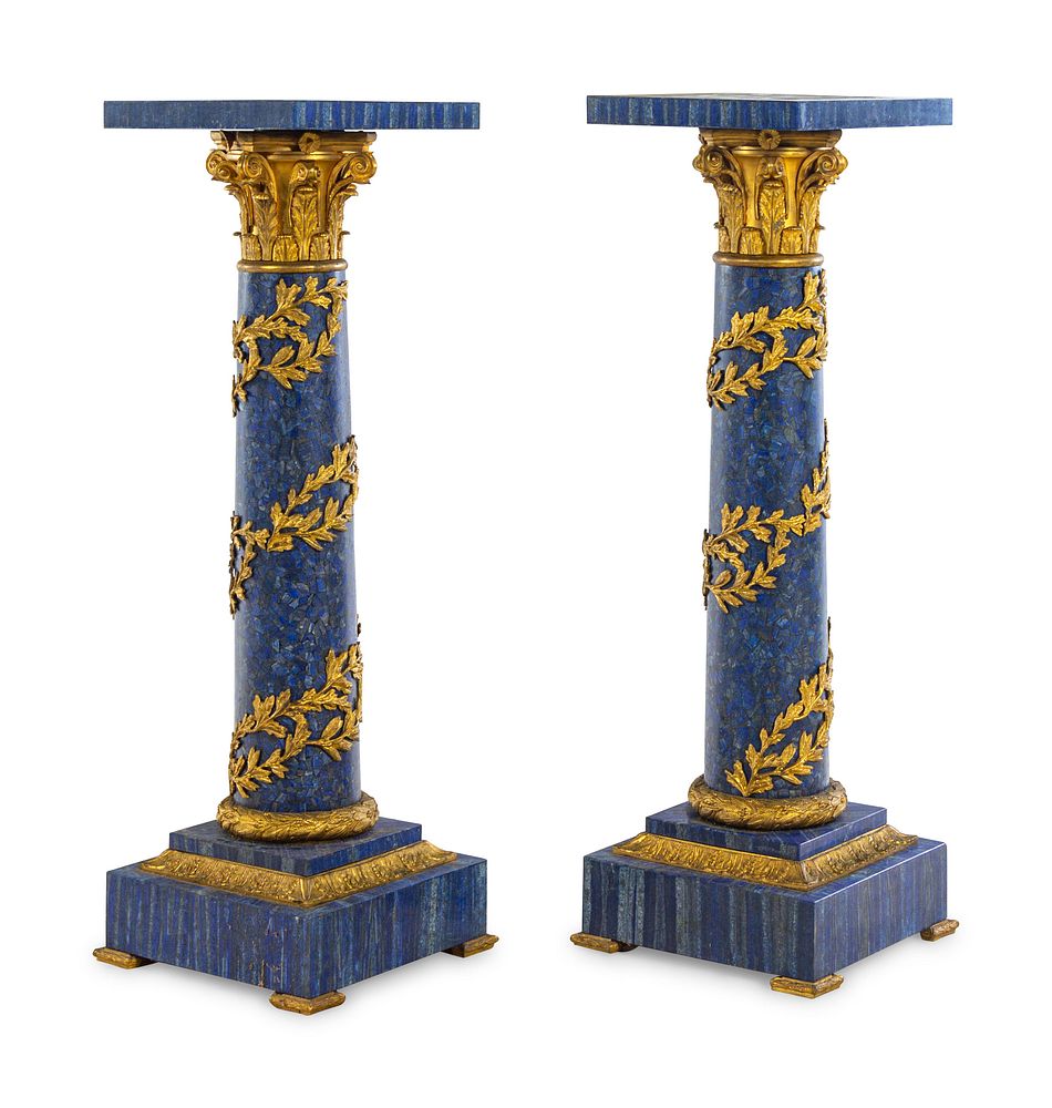 Appraisal: A Pair of Louis XV Style Gilt Bronze Mounted Lapis