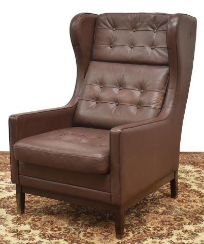 Appraisal: Danish mid-century modern wingback armchair c s in brown upholstery