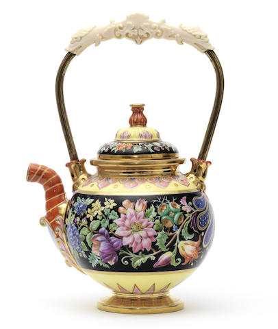 Appraisal: A S vres chinoiserie-shape teapot and cover dated Th i