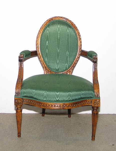 Appraisal: A Louis XVI style fauteuil late th early th century