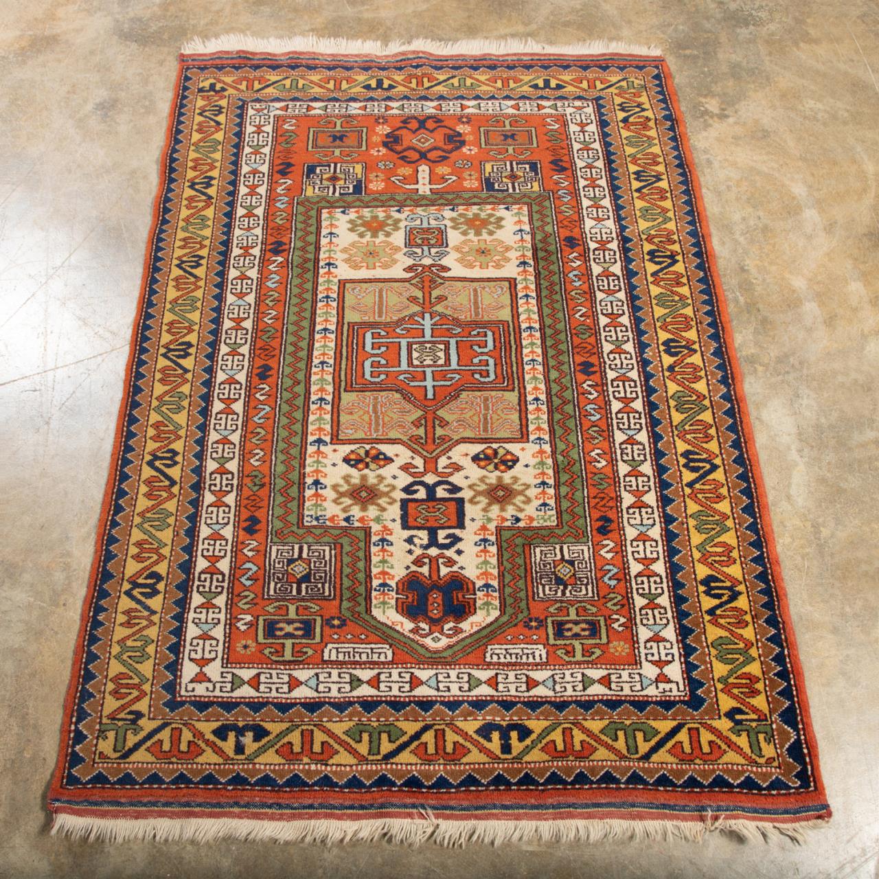 Appraisal: HAND KNOTTED WOOL ON WOOL TURKISH PRAYER RUG X Hand