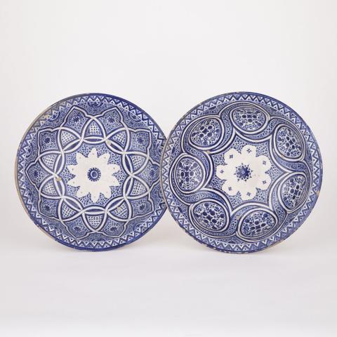 Appraisal: Two Continental Blue Decorated Faience Bowls th century some condition