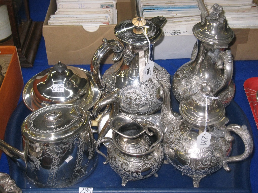 Appraisal: Tray lot of EP - tea service teapot etc