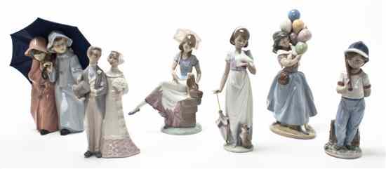 Appraisal: A Collection of Six Lladro Porcelain Figures comprising a girl