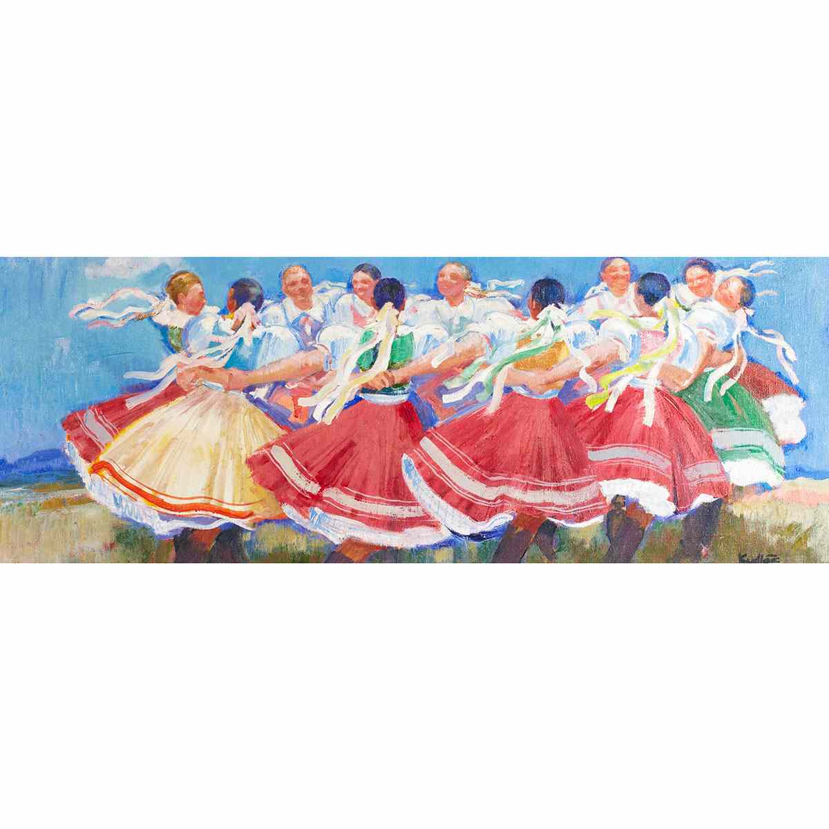 Appraisal: Frantisek Kudlac - Czechoslovakian FOLK DANCE Oil on canvas signed