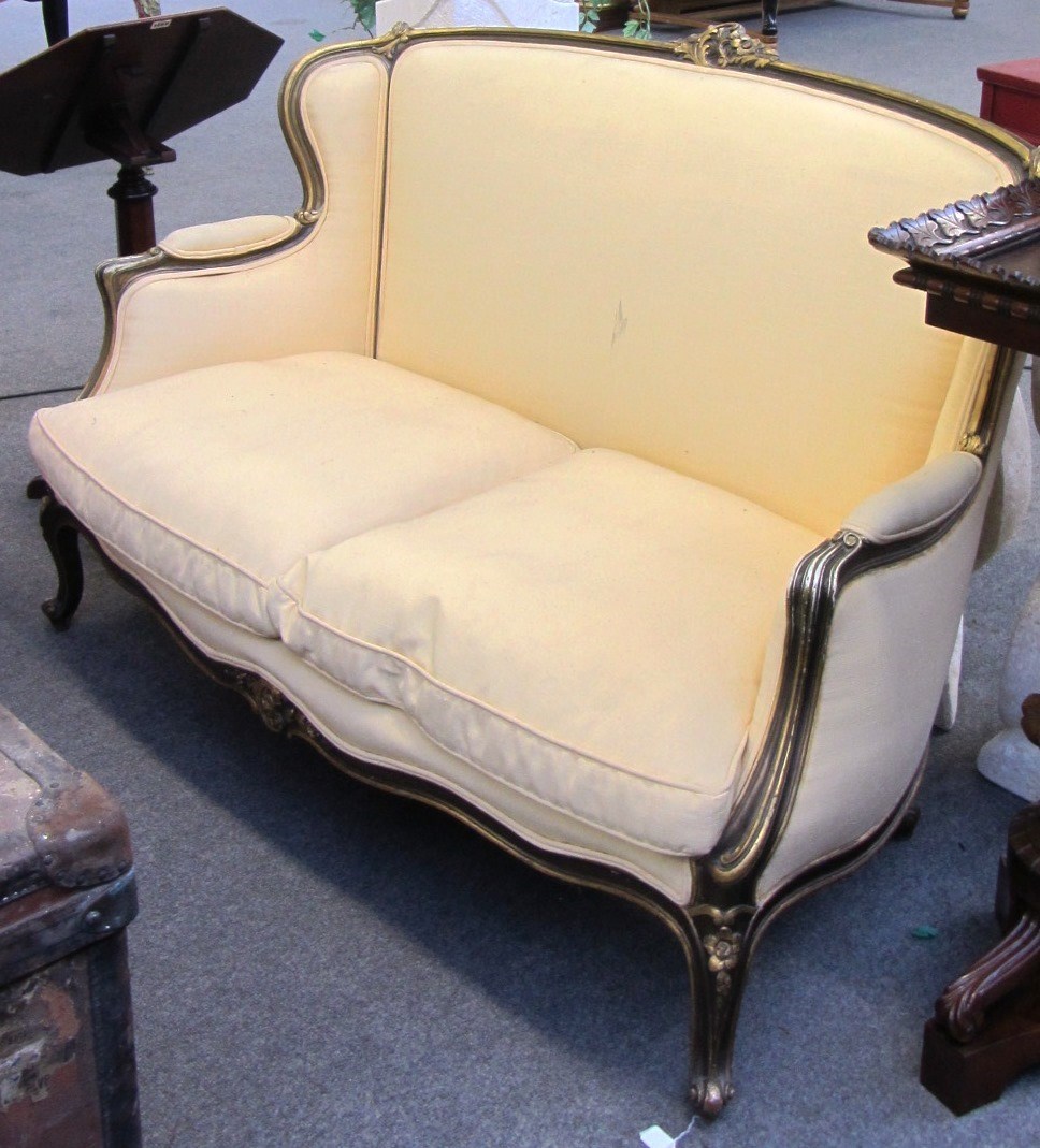 Appraisal: A Louis XV style gilt framed three piece suite to