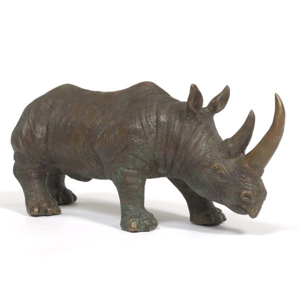 Appraisal: PATINATED BRONZE SCULPTURE OF BLACK RHINOCEROS x x Fully cast