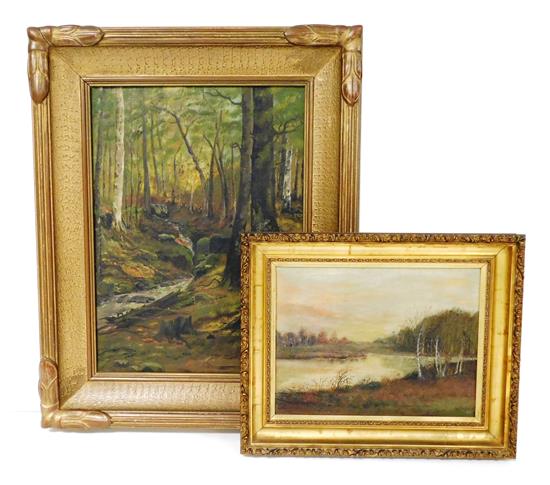 Appraisal: Two oil landscapes American School unsigned oil on canvas depicting