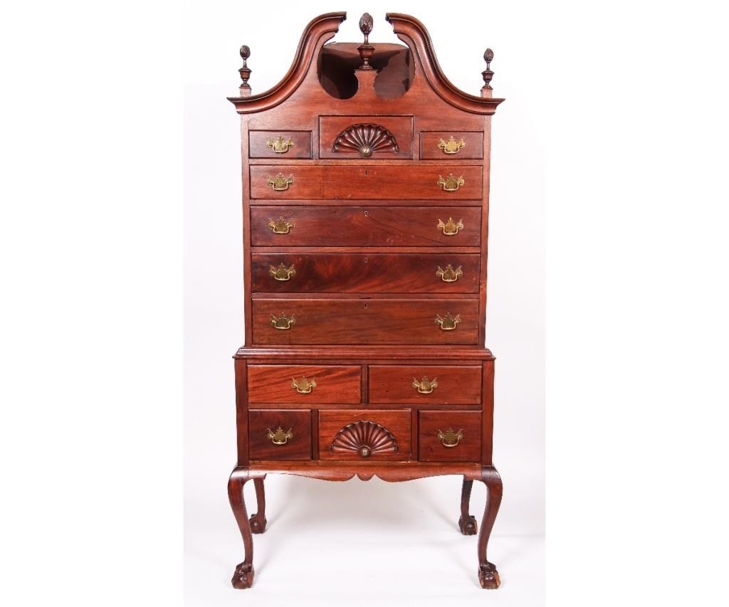 Appraisal: Chippendale style mahogany two-part highboy circa h x w x