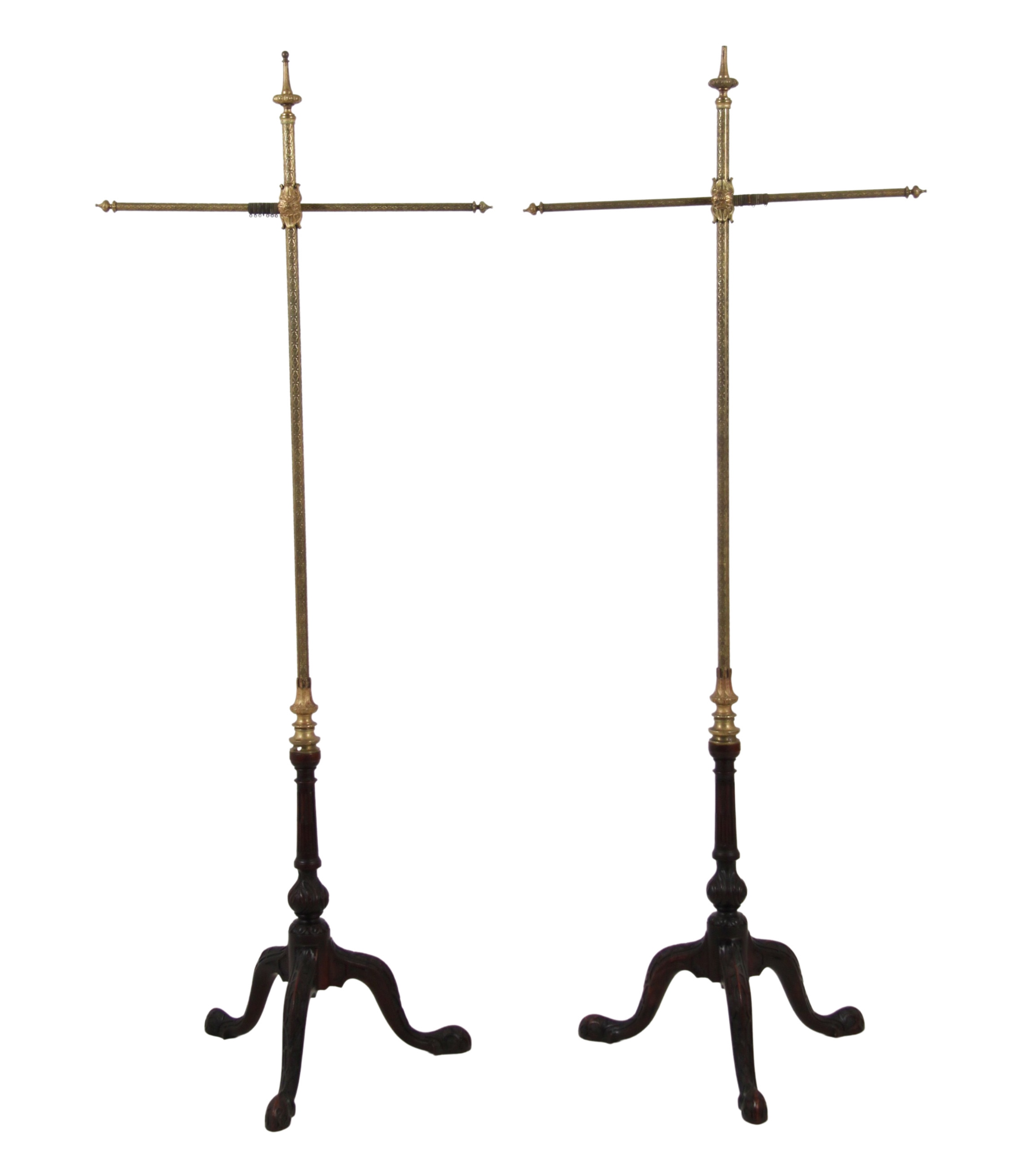 Appraisal: Pair of th C English carved mahogany and gilt brass