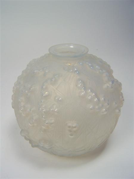 Appraisal: LALIQUE 'DRUIDES' VASE S clear and frosted glass of ovoid